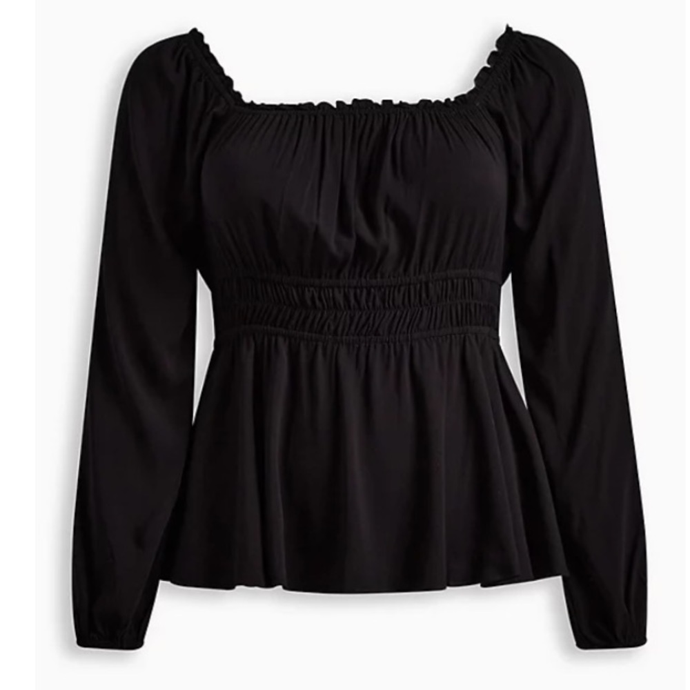 TORRID NWT RAYON SLUB WAIST DETAIL BLOUSON SLEEVE TOP